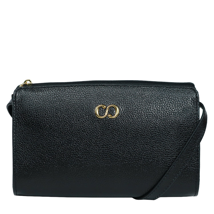 Bolsa de Couro Croosbody FLORA - Preto