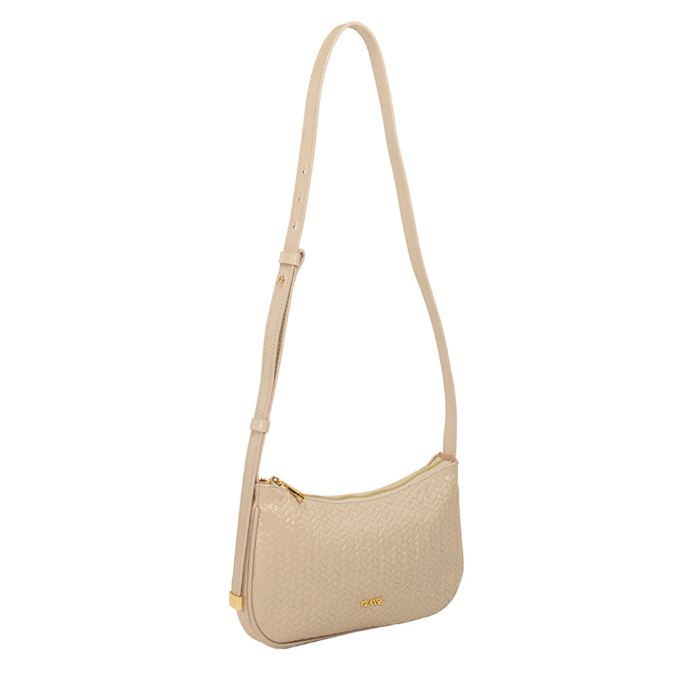 Bolsa Crosbody de Couro Tati Tressé Creme