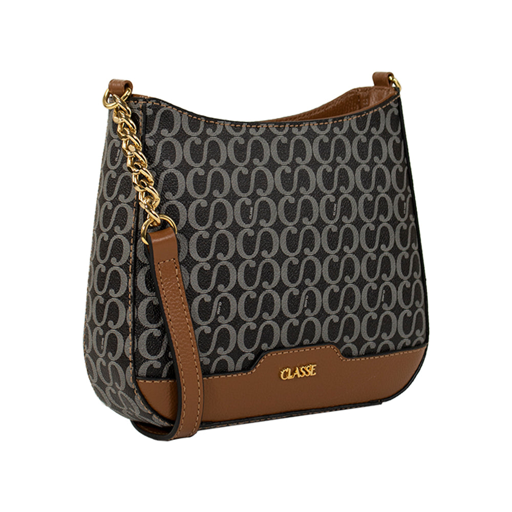 Bolsa Crossbody Canvas Com Corrente - Preto