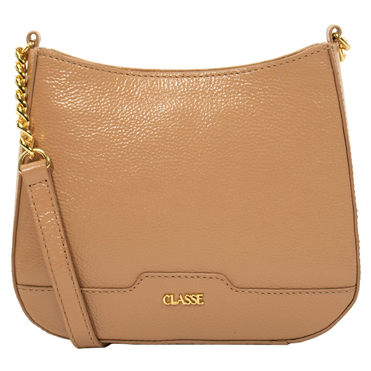 Bolsa Crossbody de Couro Com Corrente Dani - Tan