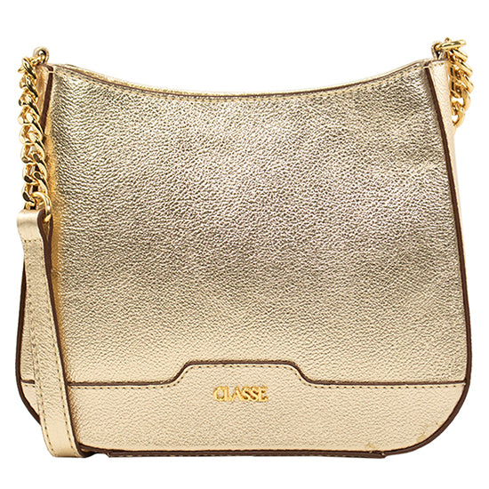 Bolsa Crossbody de Couro Com Corrente Dani - Ouro