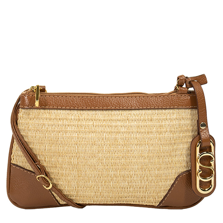 Bolsa Crossbody de couro Emily Summer - Tra. Palha Nocciola