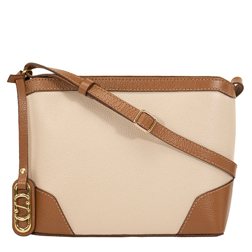 Bolsa Crossbody de Couro Emily Summer - Creme/Nocciola