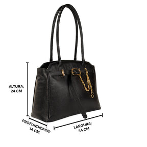 Combo: Bolsa Shopping Bag de Couro Sam - Preto + Carteira Exclusiva