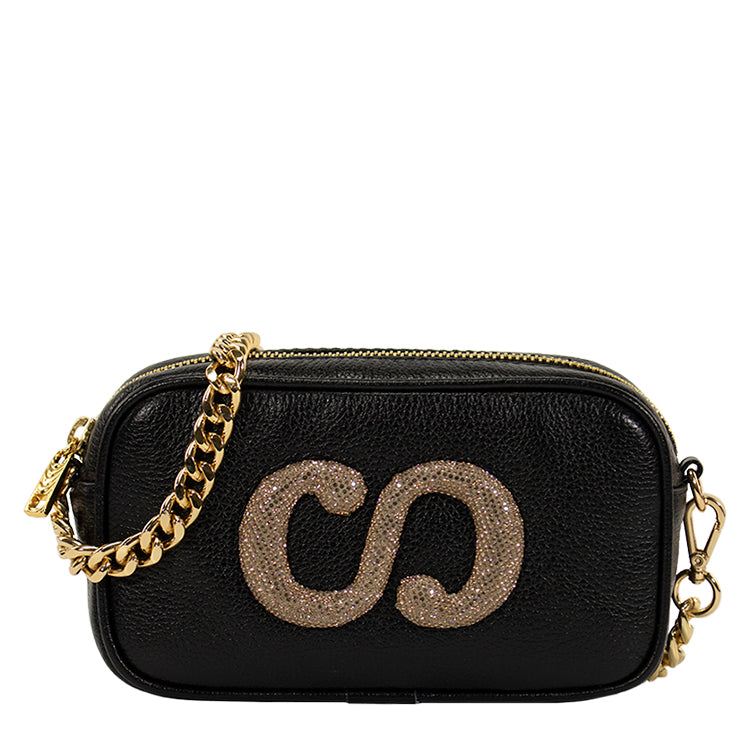 Bolsa Camera Bag de Couro Glam - Preto