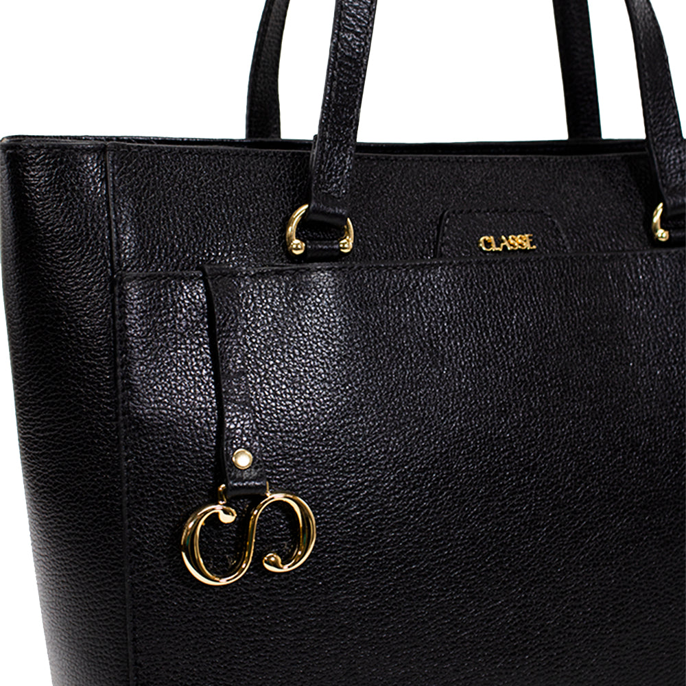 Bolsa de Couro Shopping Bag Maitê - Preto