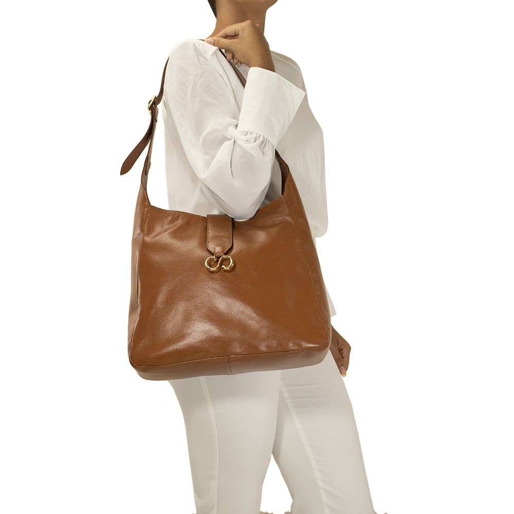 Bolsa de Couro Hobo Suri - Nocciola