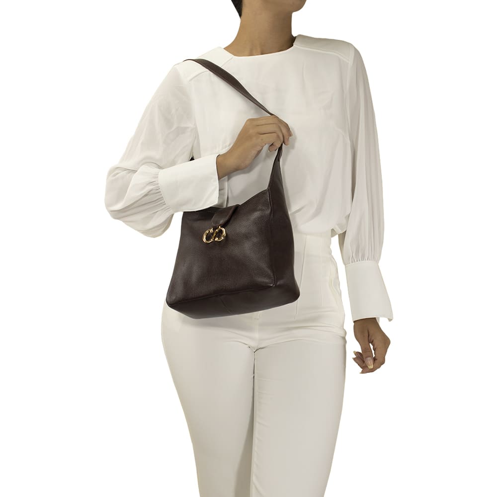 Bolsa de Couro Crossbody Suri - Chocolate