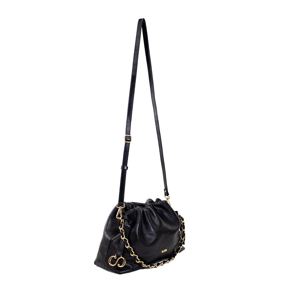 Bolsa de Couro Crossbody Bag Bru - Preto