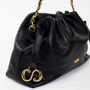 Bolsa de Couro Crossbody Bag Bru - Preto