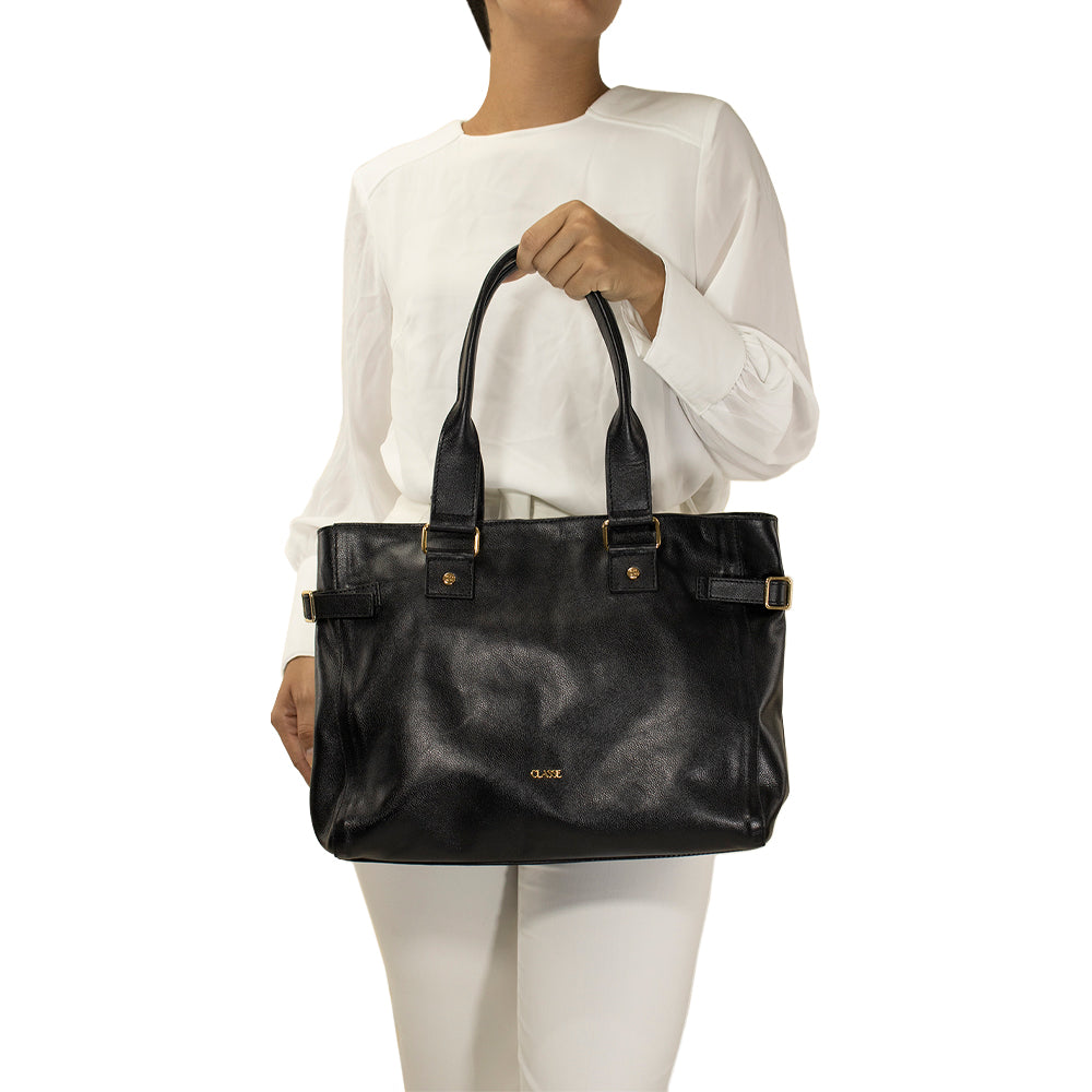 Bolsa de Couro Tote Luisa - Preto Soft