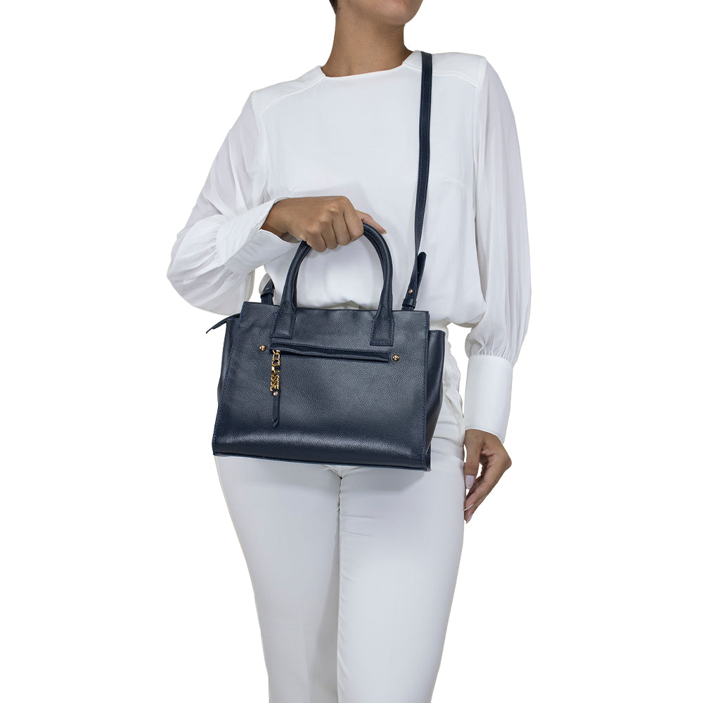 Bolsa de Couro Tote Bag San - Marinho
