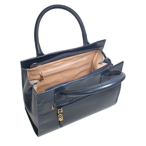 Bolsa de Couro Tote Bag San - Marinho