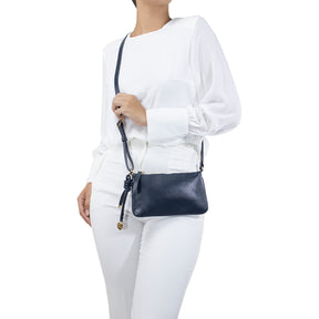 Bolsa de Couro Crossbody Ari - Marinho
