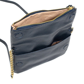 Bolsa de Couro Tiracolo Ari - Marinho