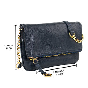 Bolsa de Couro Tiracolo Ari - Marinho