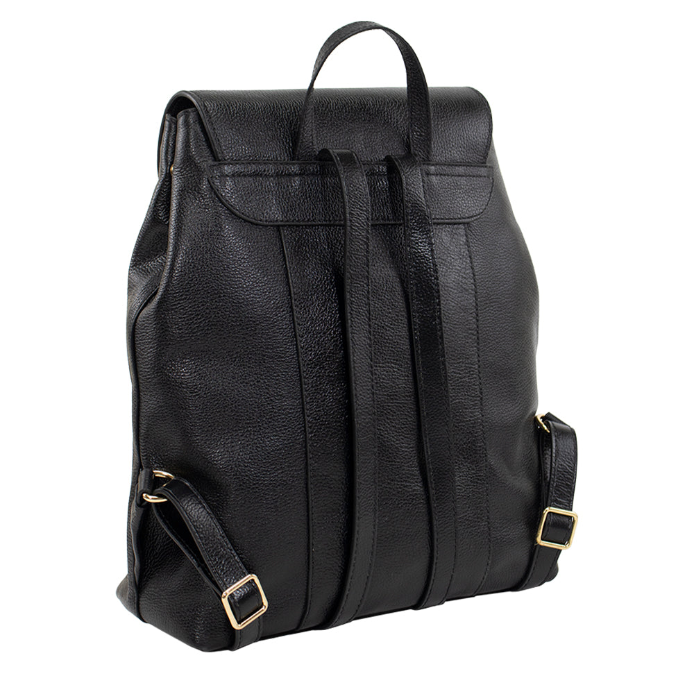 Mochila Feminina de Couro Luma - Preto