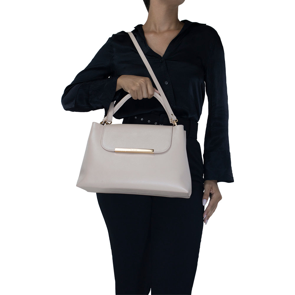 Bolsa de Couro Tote Bag Lore - Creme