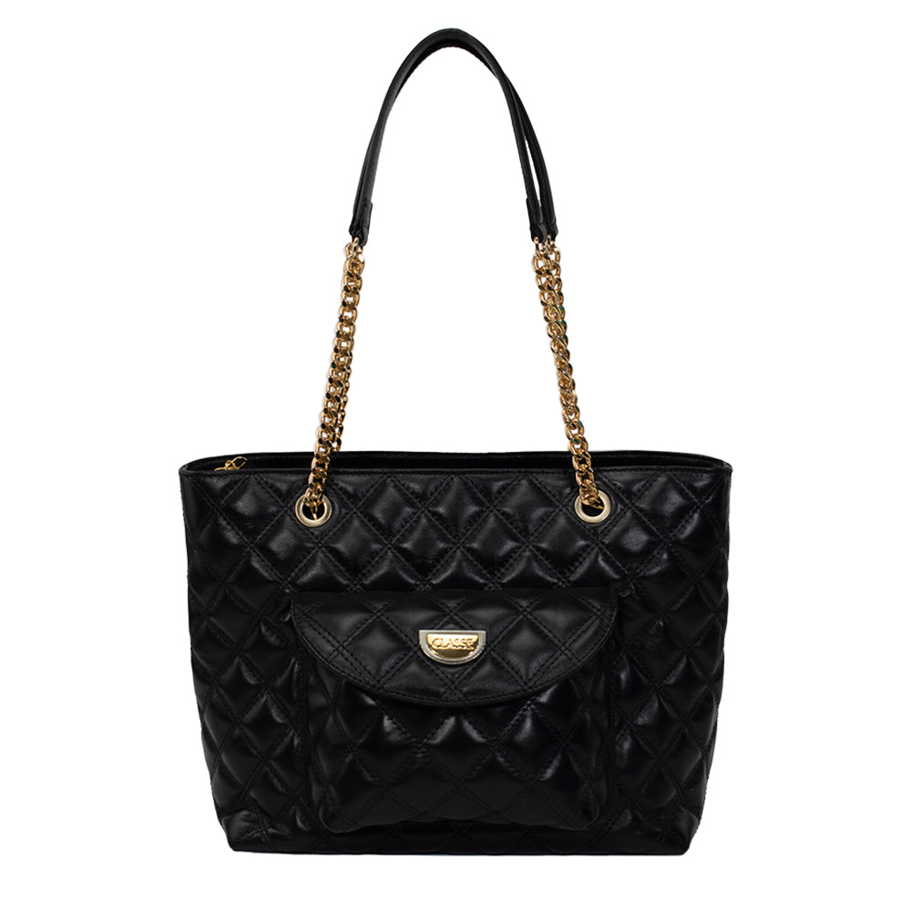 Bolsa de Couro Shopping Bag Cris - Preto