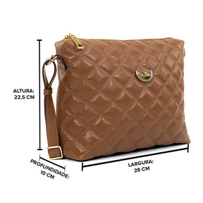 Bolsa de Couro Matelassê Crossbody Grande - Maia