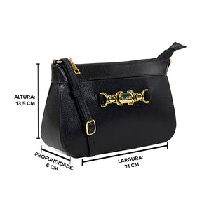 Bolsa de Couro Crossbody Belle - Preto