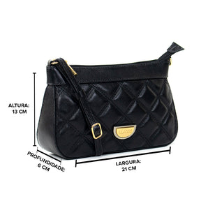 Bolsa de Couro Crossbody Maia - Preto