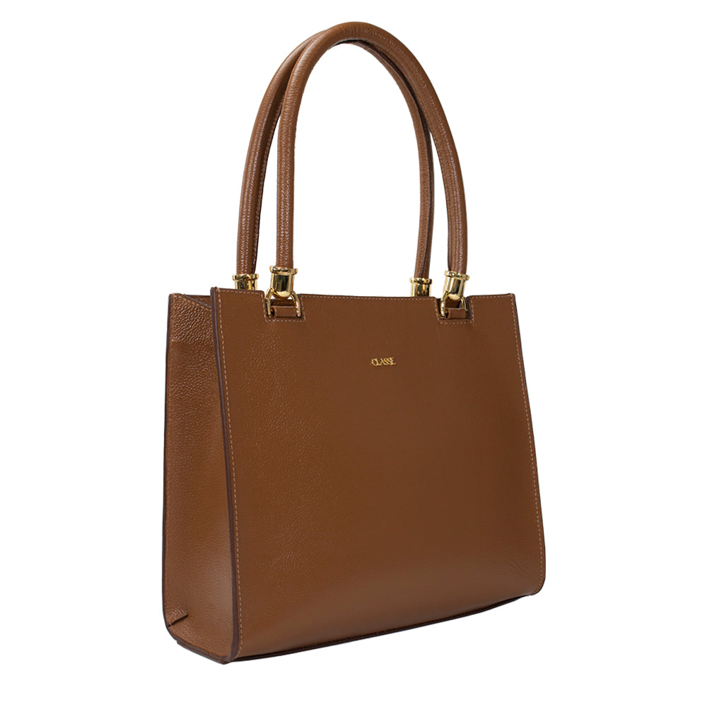 Bolsa de Couro Shopping Bag Valen - Nocciola