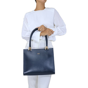 Bolsa de Couro Shopping Bag Valen - Marinho