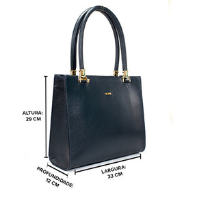 Bolsa de Couro Shopping Bag Valen - Marinho