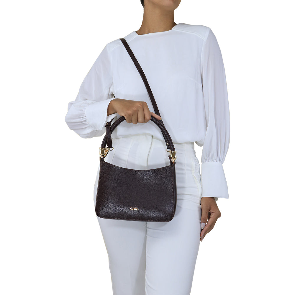 Bolsa de Couro Crossbody Valen - Chocolate