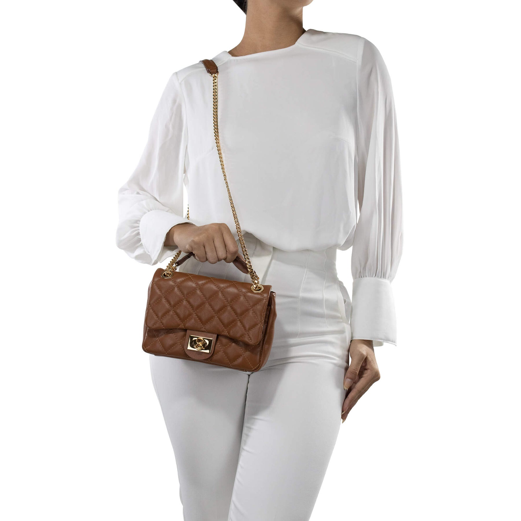 Bolsa Tiracolo de Couro Lauren - Média