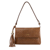 Bolsa de Couro Tressê Tiracolo Fendi - Tramado Nocciola