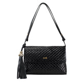 Bolsa de Couro Tressê Tiracolo Fendi - Tramado Preto