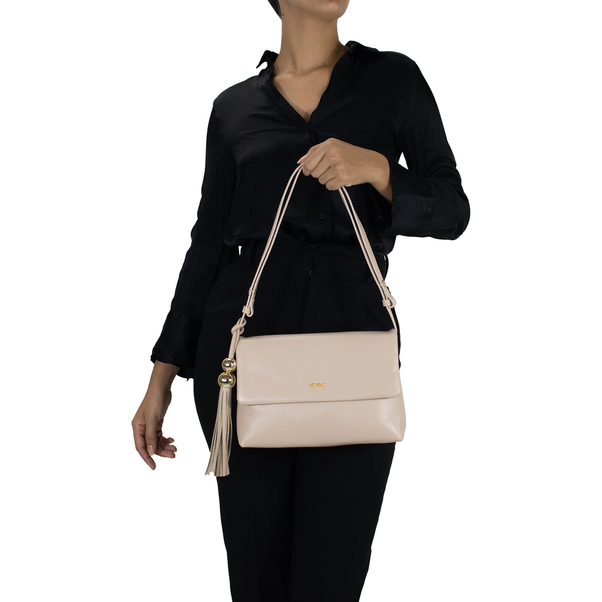 Bolsa de Couro Tiracolo Fendi - Creme