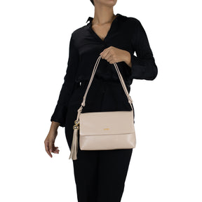 Bolsa de Couro Tiracolo Fendi - Creme