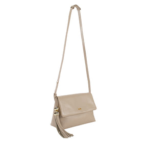 Bolsa de Couro Tiracolo Fendi - Creme