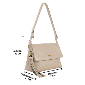 Bolsa de Couro Tiracolo Fendi - Creme