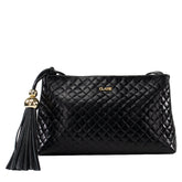 Bolsa de Couro Tressê Crossbody Fendi - Preto