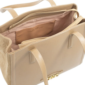 Bolsa de Couro Shopping Bag Isis - Camel Camurça Avelã