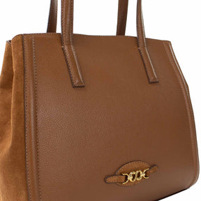 Bolsa de Couro Shopping Bag Isis - Nocciola Camurça