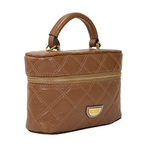 Bolsa de Couro Matelassê Crossbody Amy - Nocciola