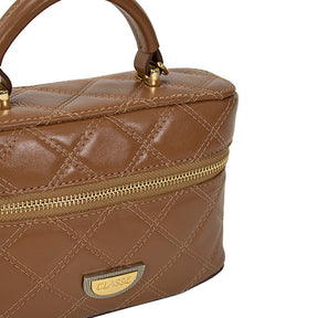 Bolsa de Couro Matelassê Crossbody Amy - Nocciola