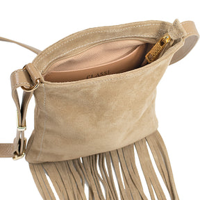 Bolsa de Couro Crossbody Lolla - Avelã Camurça