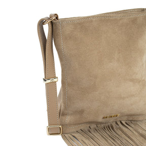 Bolsa de Couro Crossbody Lolla - Avelã Camurça