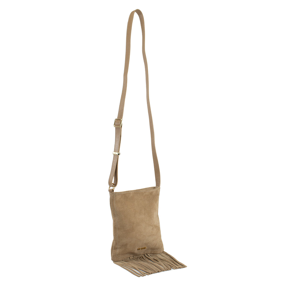 Bolsa de Couro Crossbody Lolla - Avelã Camurça