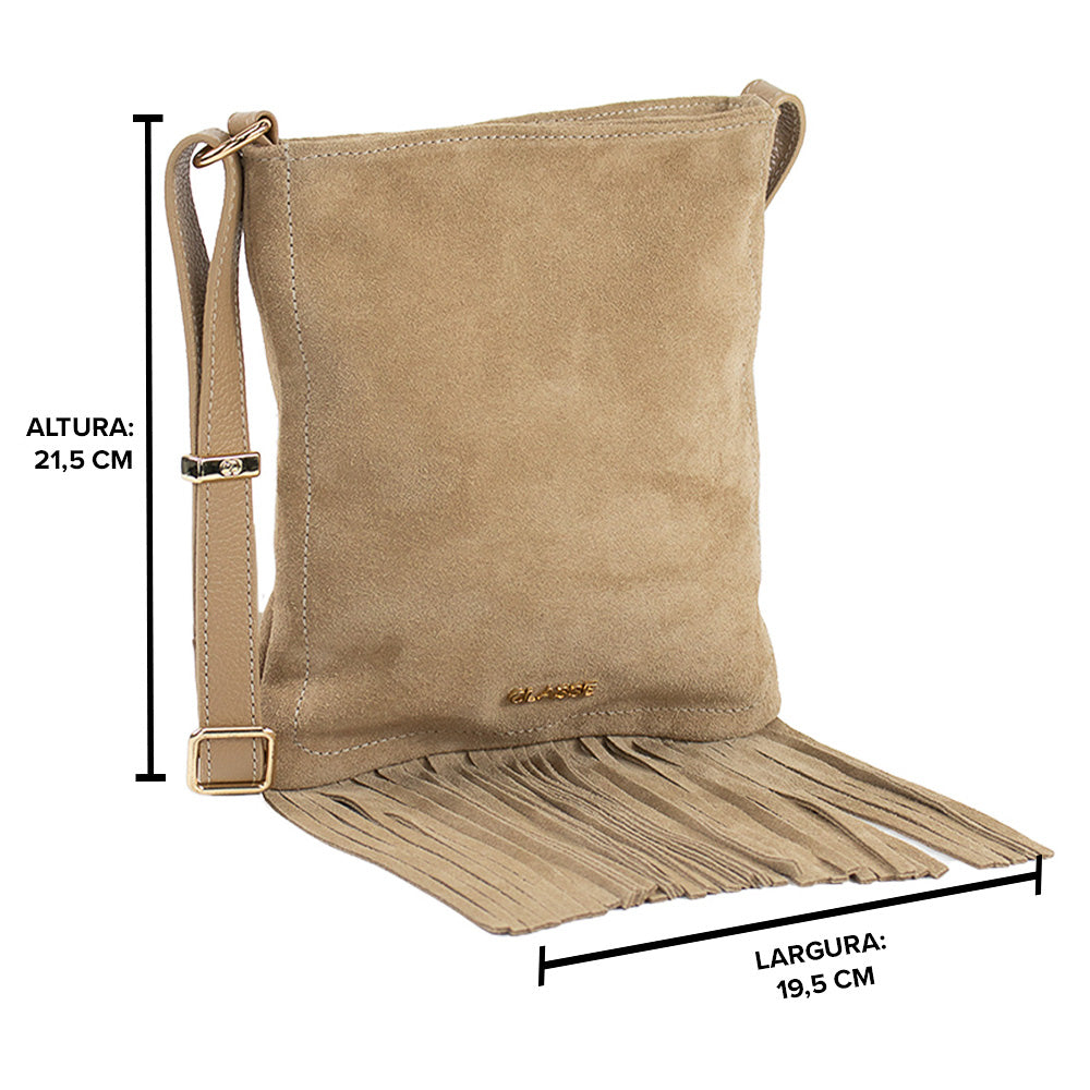 Bolsa de Couro Crossbody Lolla - Avelã Camurça