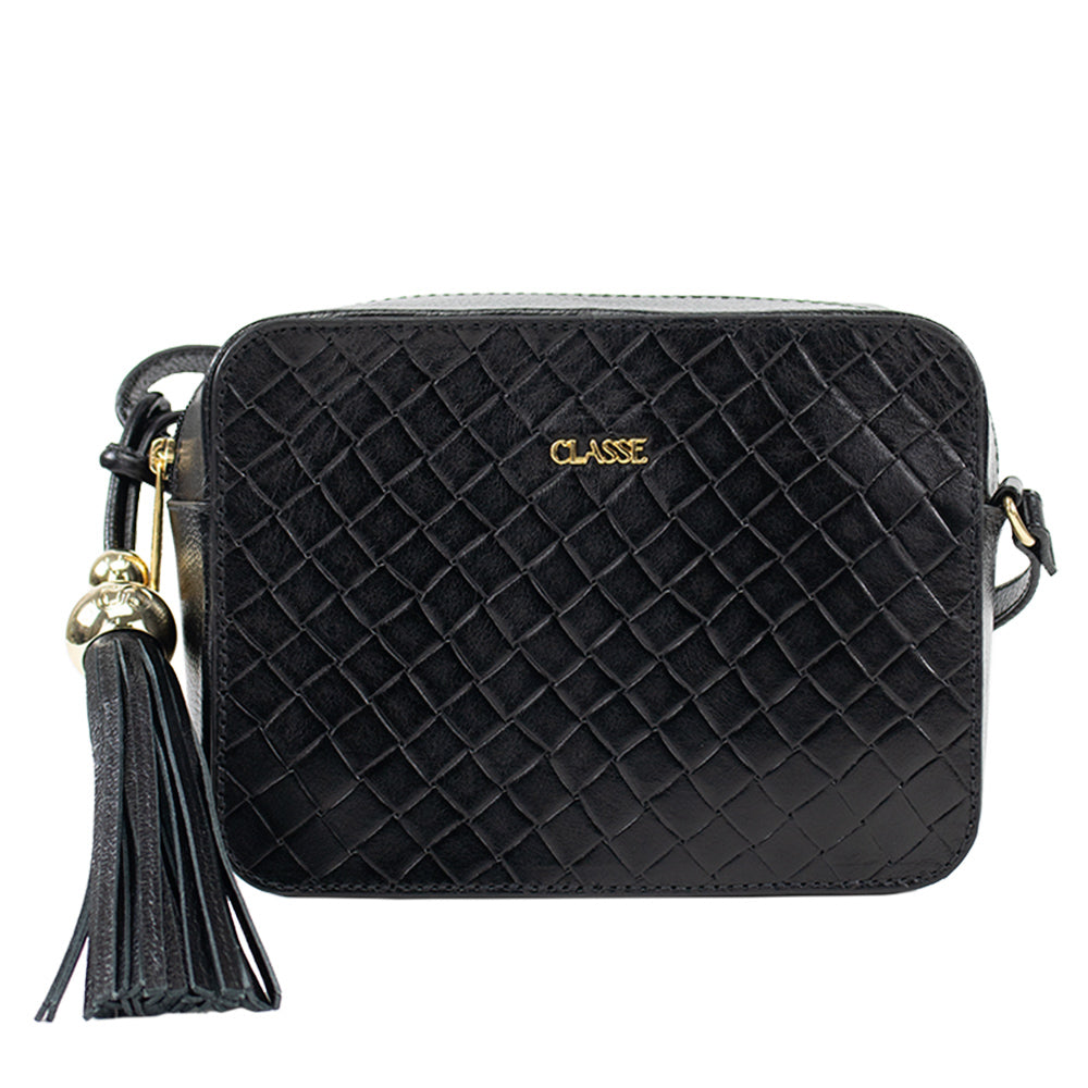 Bolsa de Couro Tressê Camera Bag Fendi - Tramado Preto