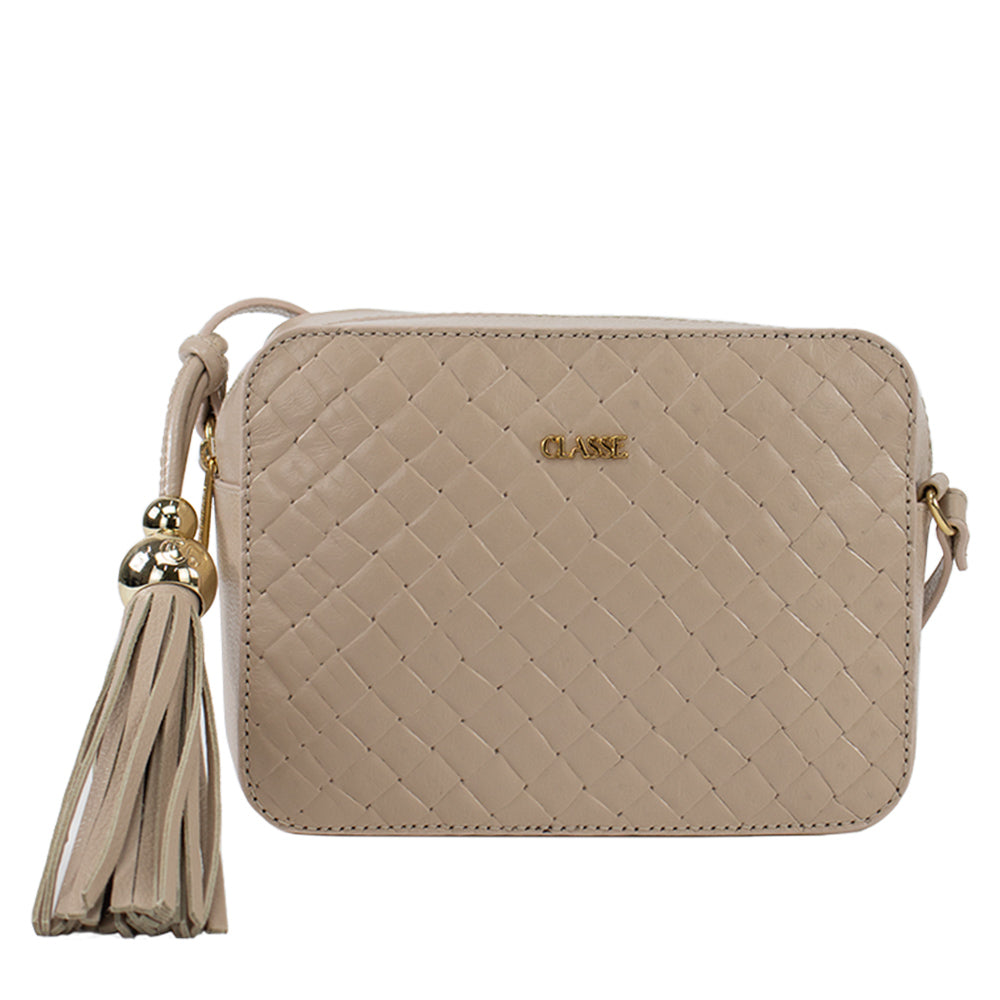 Bolsa de Couro Tressê Camera Bag Fendi - Tramado Creme