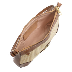 Bolsa Crossbody de Couro Maiorca - Tramado Palha Nocciola