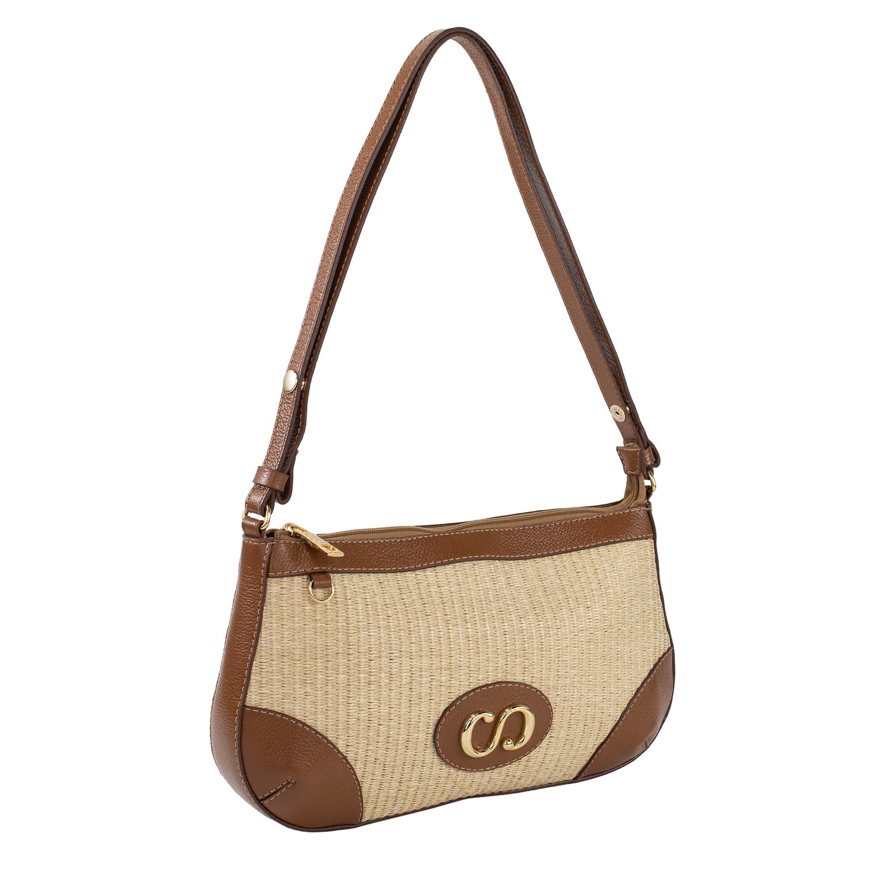 Bolsa Crossbody de Couro Maiorca - Tramado Palha Nocciola